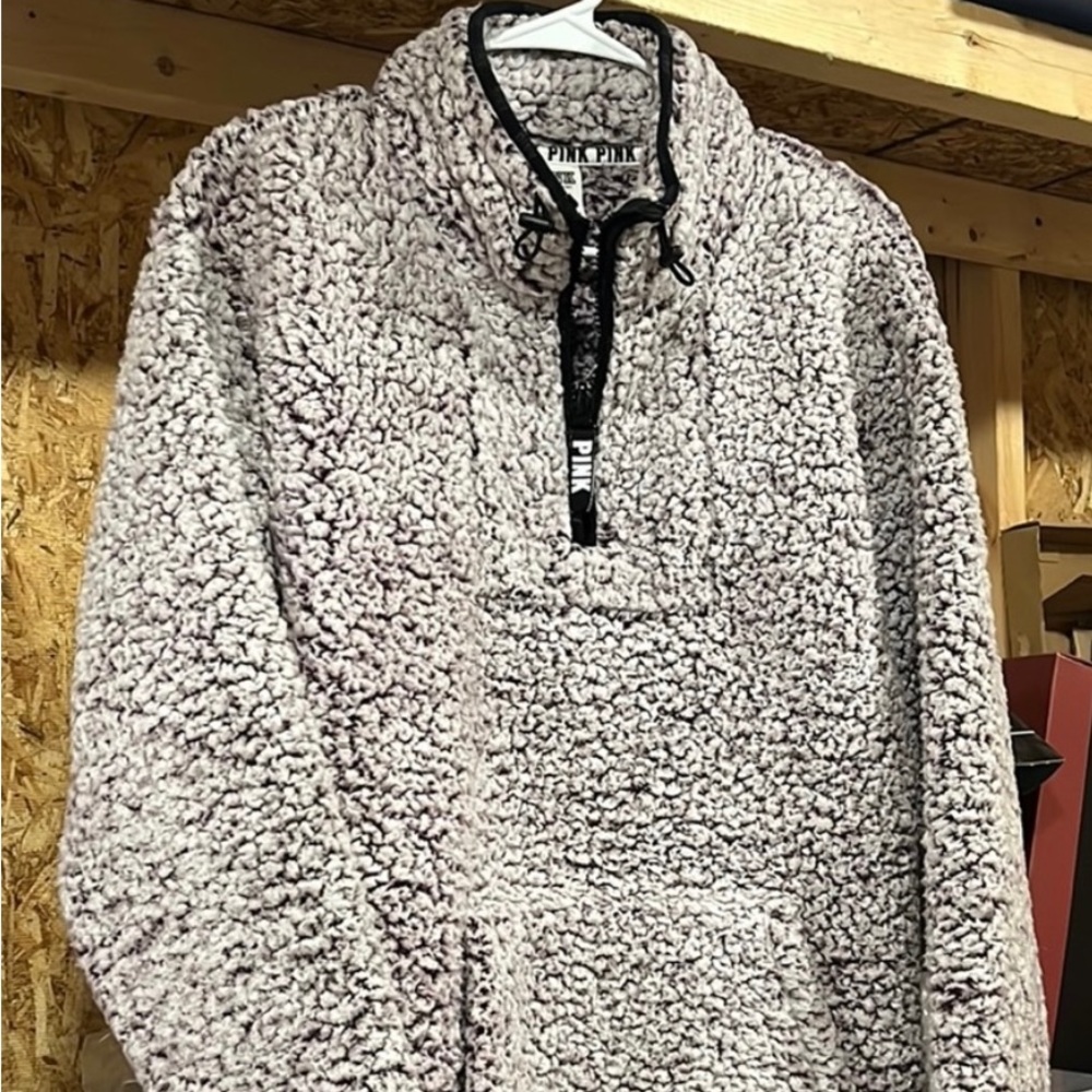 PINK Quarter Zip Sherpa Sweatshirt